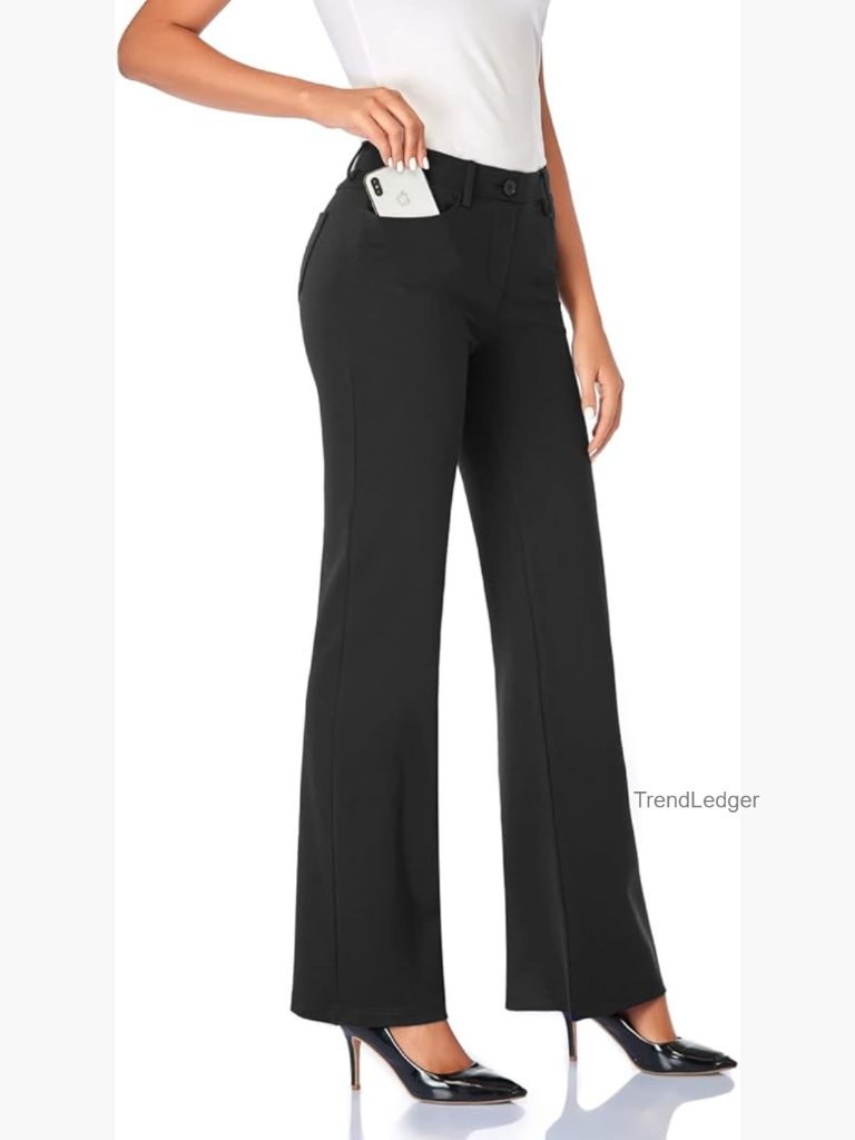 Women's Stretchy Bootcut Dress Pants With Pockets, 28-34 Inseams